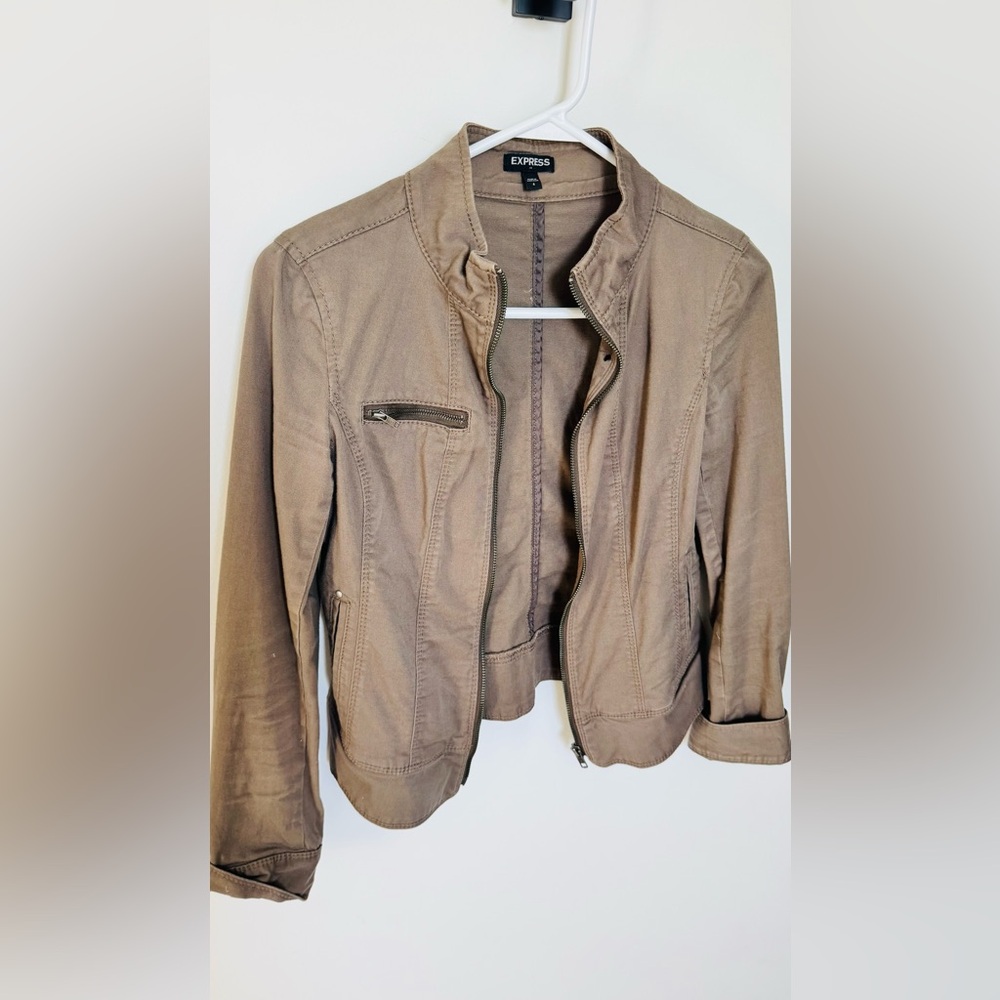 Express Tan Zip-Up Jacket